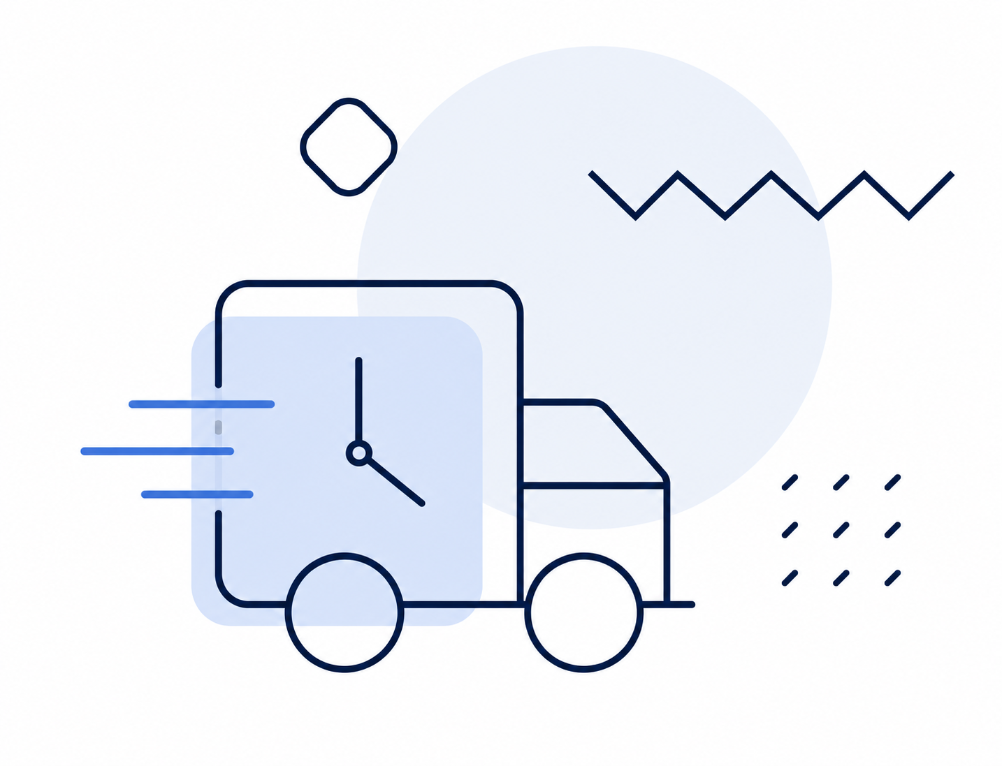Illustration : camion avec horloge – rendez-vous express
